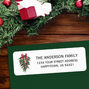 Watercolor Pines Holiday Return Address Label