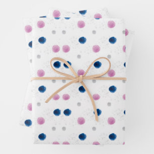 Watercolor pink and blue wrapping paper sheet