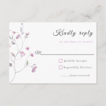 Watercolor Pink and Dusty Blue Botanical RSVP Encl