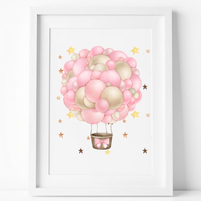 Watercolor Pink and Gold Hot Air Balloon Printable Poster (Creator Uploaded)