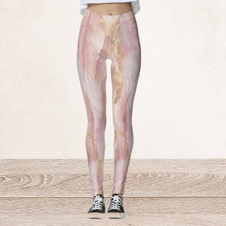 Watercolor Pink and Gold Leggings