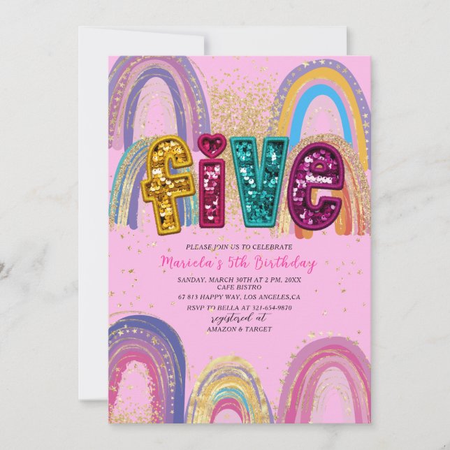 Watercolor pink and gold stars  Birthday Party Invitation (Front)