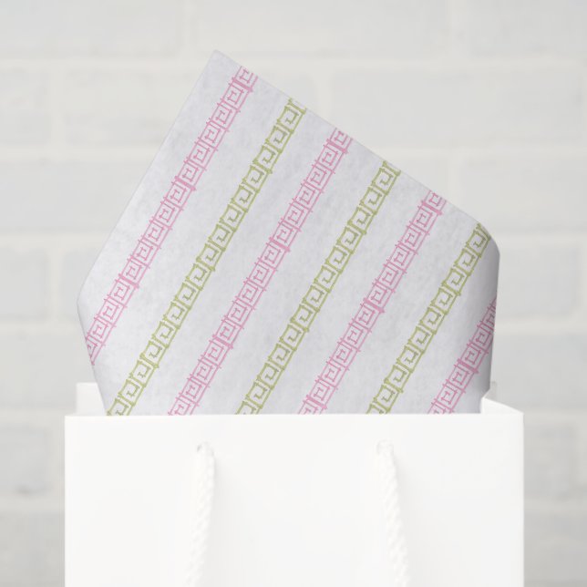 Watercolor Pink and Green Mahjong Tissue Paper (Gift Bag)