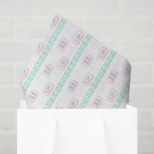 Watercolor Pink and Green Mahjong Tissue Paper