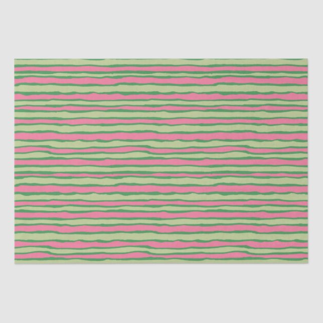 Watercolor Pink and Green Watermelon Pattern Tissue Paper (Front)