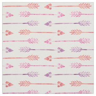 Watercolor Pink and Orange Arrows Fabric