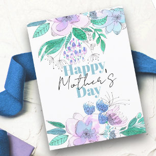 Watercolor Pink and Purple Blossoms Mother's Day Postcard