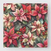 Watercolor Pink and Red Poinsettia