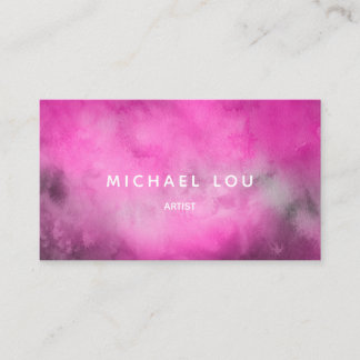 Watercolor Pink Artistic Unique Business Card