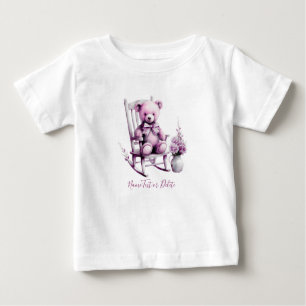 Watercolor Pink Baby Bear Baby T-Shirt