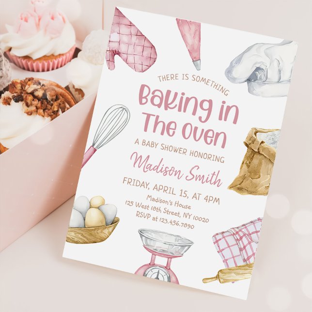 Watercolor Pink Baking Baby Girl Shower Invitation (Creator Uploaded)