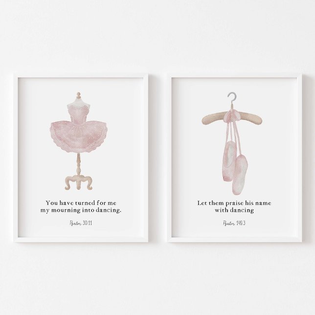 Watercolor pink ballerina kids bible verse poster (Creator Uploaded)