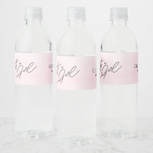 Watercolor Pink Balloons Its A Girl Baby Shower Water Bottle Label