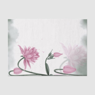 Watercolor Pink Bell Flower Floral Decoupage Tissue Paper