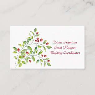 Watercolor Pink Berry Business Card
