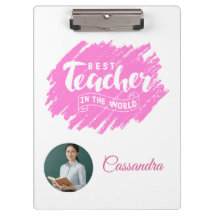 Watercolor Pink Best Teacher in The World Photo