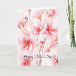 Watercolor Pink Blossom Mothers Day  Card