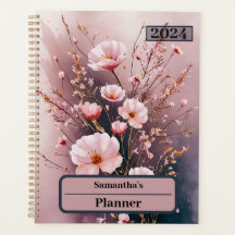 WATERCOLOR PINK BLOSSOMS PERSONALIZED PLANNER