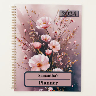 WATERCOLOR PINK BLOSSOMS PERSONALIZED PLANNER