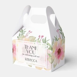 Watercolor Pink Blossoms Thank You Favour Box