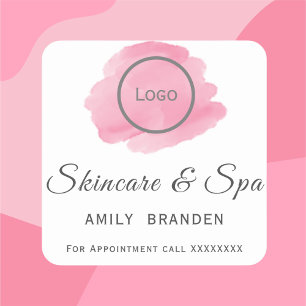 Watercolor pink blub Text Spa  Square Sticker