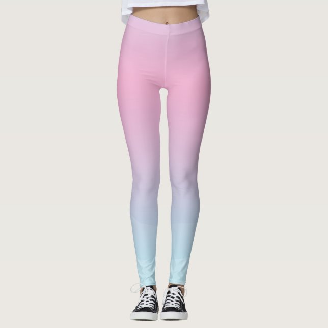 Watercolor Pink Blue Leggings (Front)