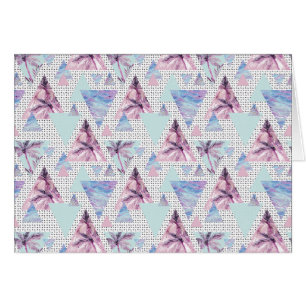 Watercolor Pink & Blue Palm Tree Pattern