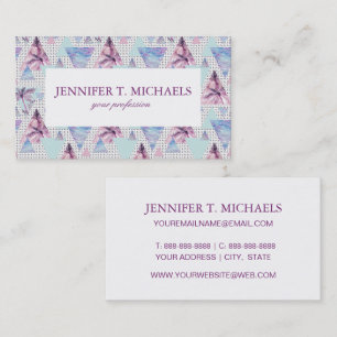 Watercolor Pink & Blue Palm Tree Pattern Business Card