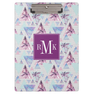 Watercolor Pink & Blue Palm Tree Pattern Clipboard