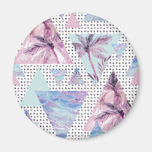 Watercolor Pink & Blue Palm Tree Pattern Magnet