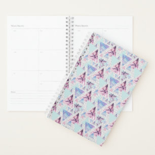 Watercolor Pink & Blue Palm Tree Pattern Planner