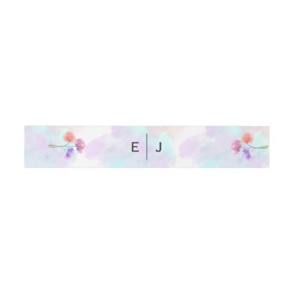 Watercolor Pink Blue Wedding Invitation Belly Band