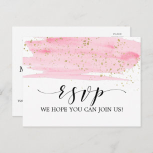 Watercolor Pink Blush and Gold Song Request RSVP Invitation Postcard