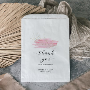 Watercolor Pink Blush and Gold Sparkle Wedding Favour Bag