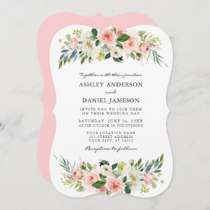 Watercolor Pink Blush Floral Elegant Invitation