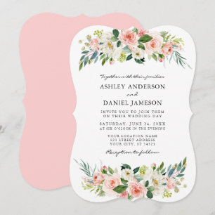 Watercolor Pink Blush Floral Elegant Invitation