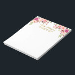 Watercolor Pink Blush Floral Gold Personalised  Notepad<br><div class="desc">Elegant Watercolor Pink Blush Floral Gold Personalised Stationary Paper Notepad includes beautiful pink roses.</div>