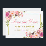 Watercolor Pink Blush Floral Gold Save The Date<br><div class="desc">Watercolor Floral Pink Blush Gold Save The Date Engagement Card</div>