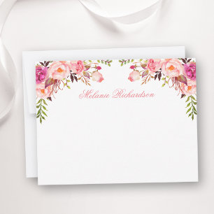 Watercolor Pink Blush Floral Personalised Card