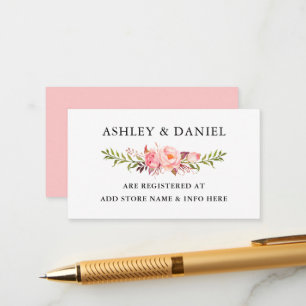 Watercolor Pink Blush Floral Wedding Registry Enclosure Card