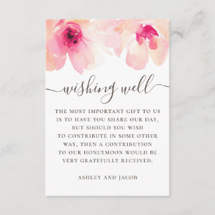 Watercolor pink blush floral wedding wishing well enclosure card