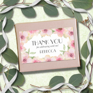 Watercolor Pink Blush Flowers Rectangular Sticker