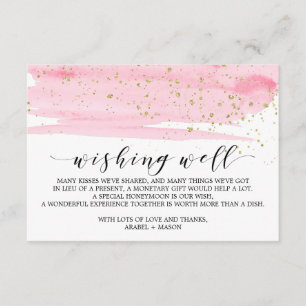 Watercolor Pink Blush & Gold Wedding Wishing Well Enclosure Card