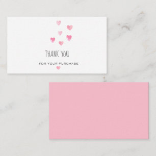 Watercolor pink blush hearts simple thank you enclosure card