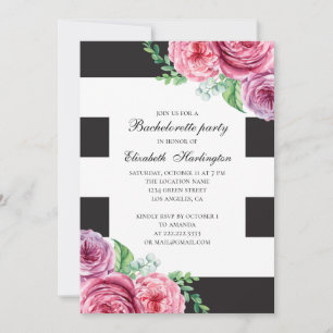 Watercolor pink boho floral bachelorette party invitation