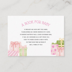 Watercolor Pink Books for Baby Request Enclosure Card