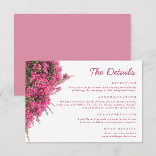 Watercolor Pink Bougainvillea Wedding Details Enclosure Card