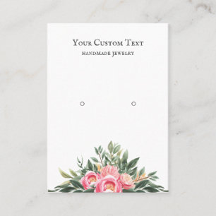Watercolor Pink Bouquet Jewellery Earring Display Business Card