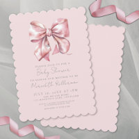 Watercolor Pink Bow Baby Shower Girl