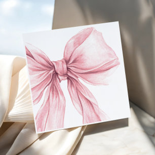Watercolor Pink Bow Birthday Party Napkin
